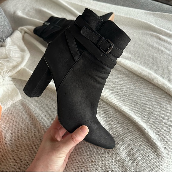 Coach Black Heeled Boots with Buckle Detail - Picture 2 of 7